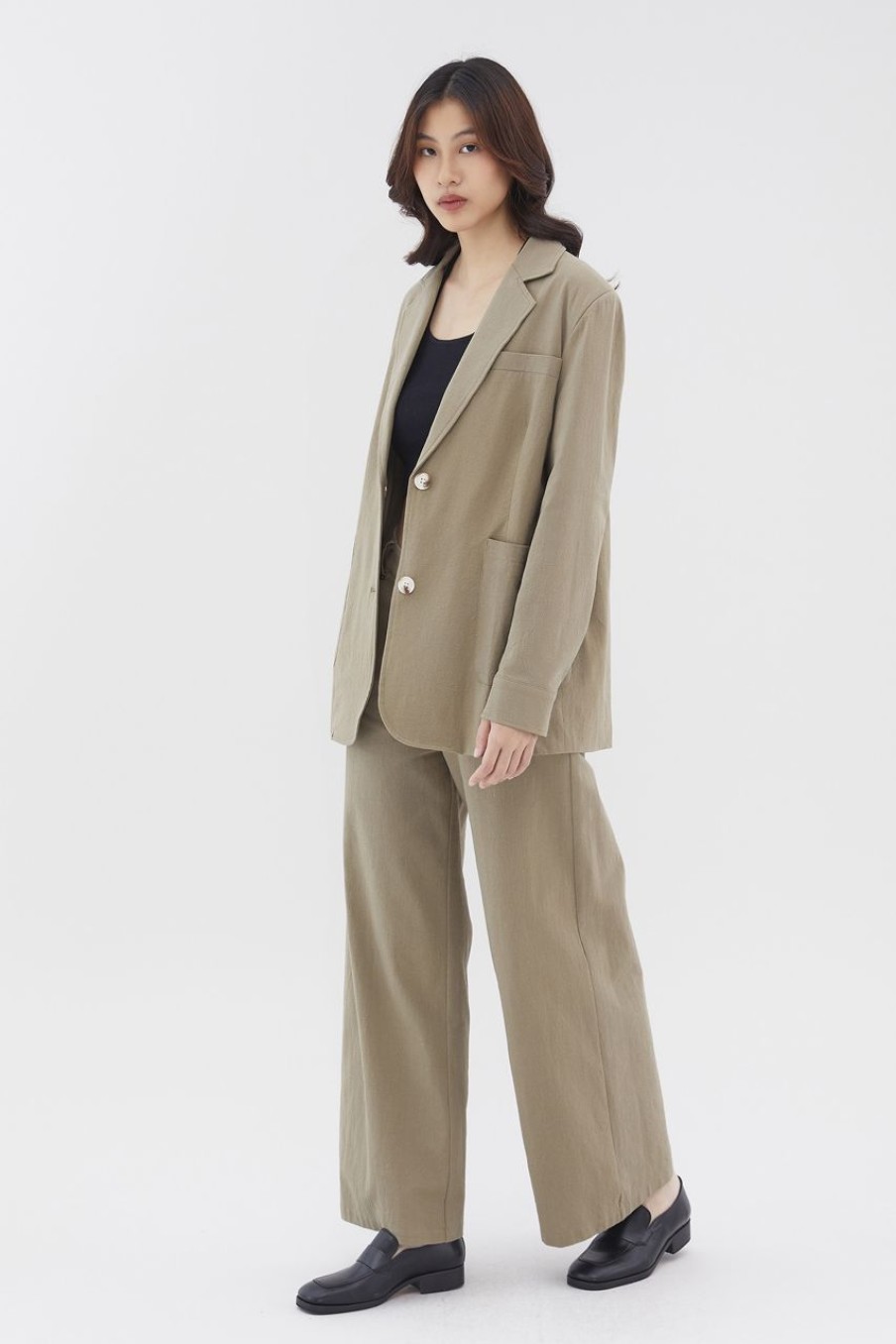 Women The Editor's Market Outerwear | Darcy Padded Blazer Olive