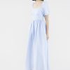 Women The Editor's Market Dresses | Kaelyn Linen Puff-Sleeve Dress Dusty Blue