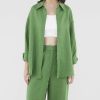 Women The Editor's Market Tops | Malitta Linen Oversized Shirt Matcha