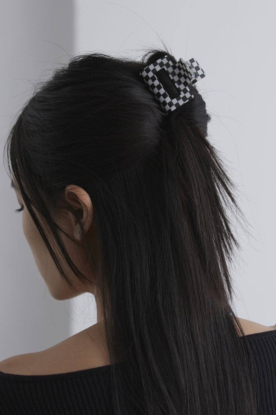 Women Afterall Hair Accessories | Wendy Hair Claw Black Small Checks