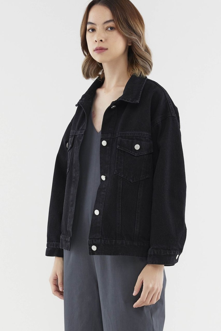 Women The Editor's Market Outerwear | Tanvi Denim Jacket Black