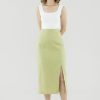 Women The Editor's Market Skirts | Elisia Linen Slip Skirt Lime Green