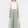 Women The Editor's Market Pants | Yuliya Wide-Leg Pants Chalk Green