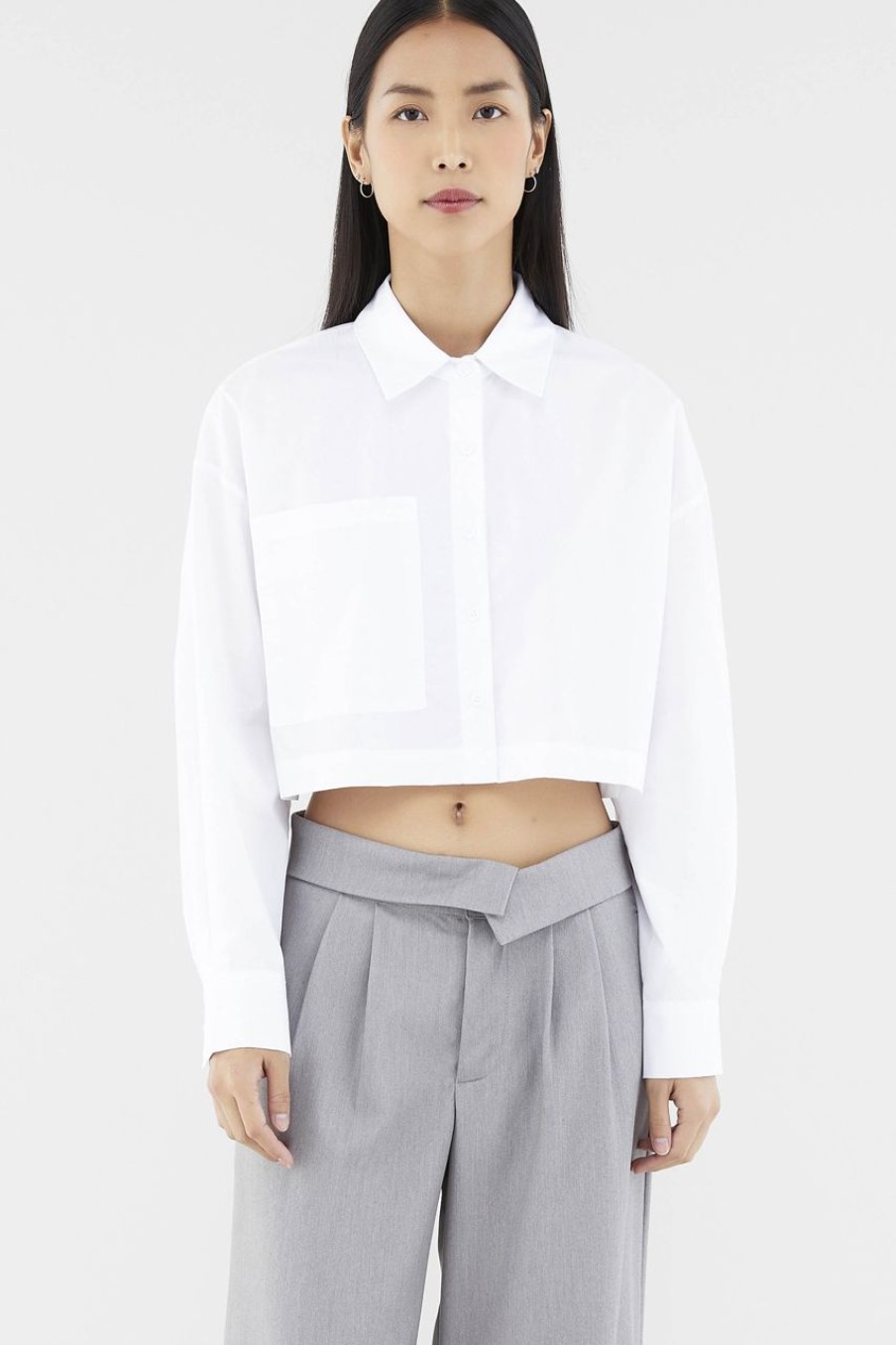 Women The Editor's Market Tops | Casavie Crop Shirt White