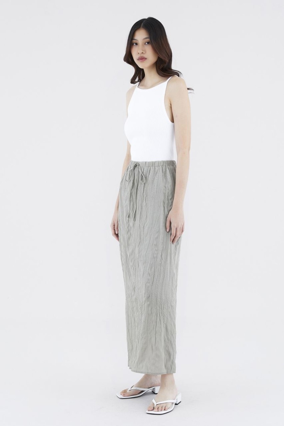 Women The Editor's Market Skirts | Synvere Drawstring Straight Skirt Stone