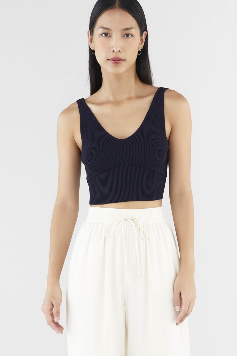 Women The Editor's Market Tops | Felice V-Neck Crop Tank Eclipse