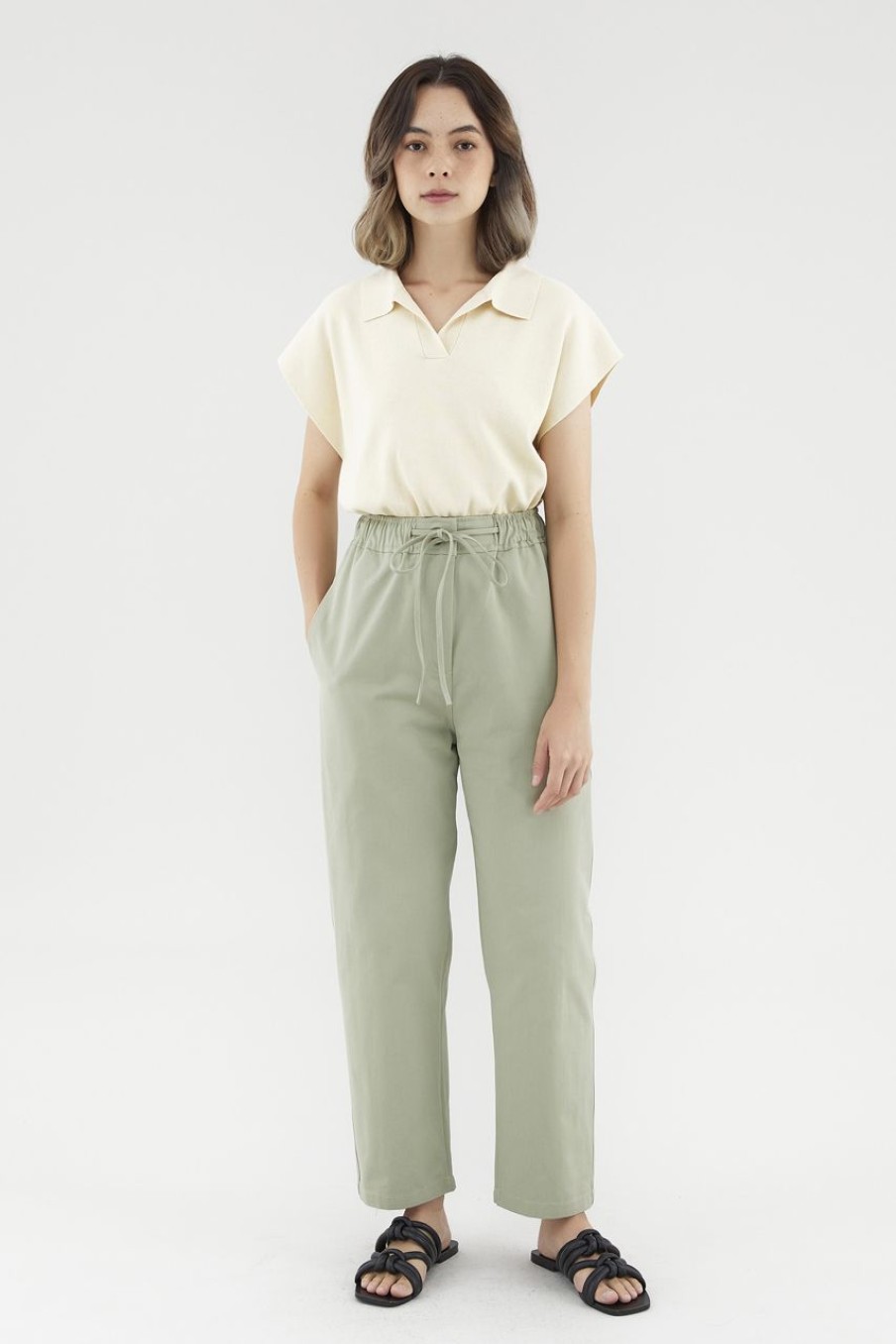 Women The Editor's Market Pants | Tahlea Drawstring Tapered Pants Lemongrass