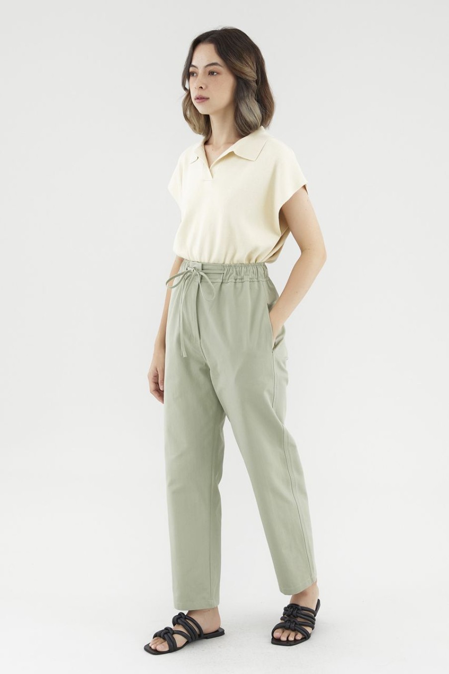 Women The Editor's Market Pants | Tahlea Drawstring Tapered Pants Lemongrass