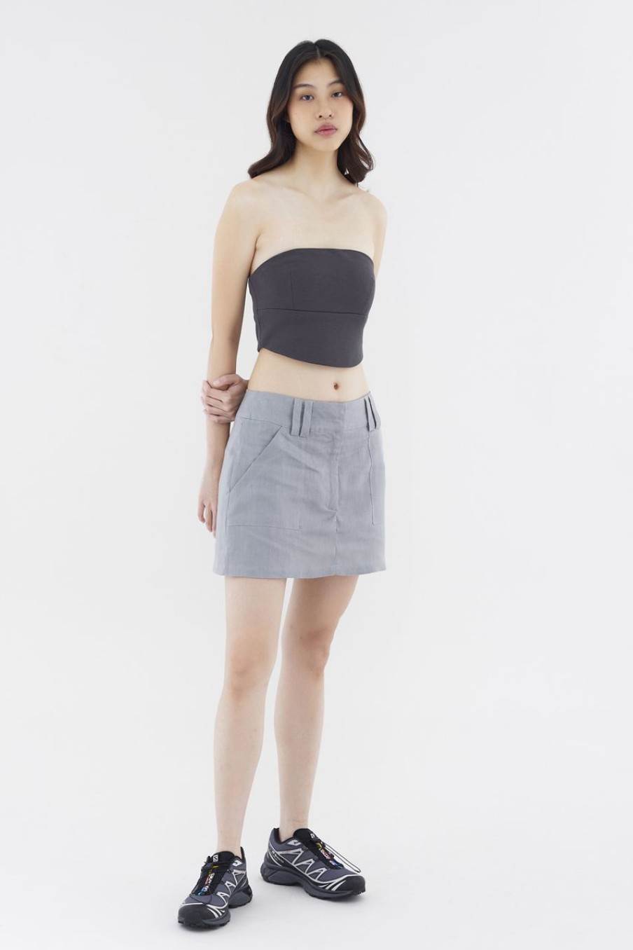 Women The Editor's Market Skirts | Vanrell Linen Low-Rise Skirt Elephant