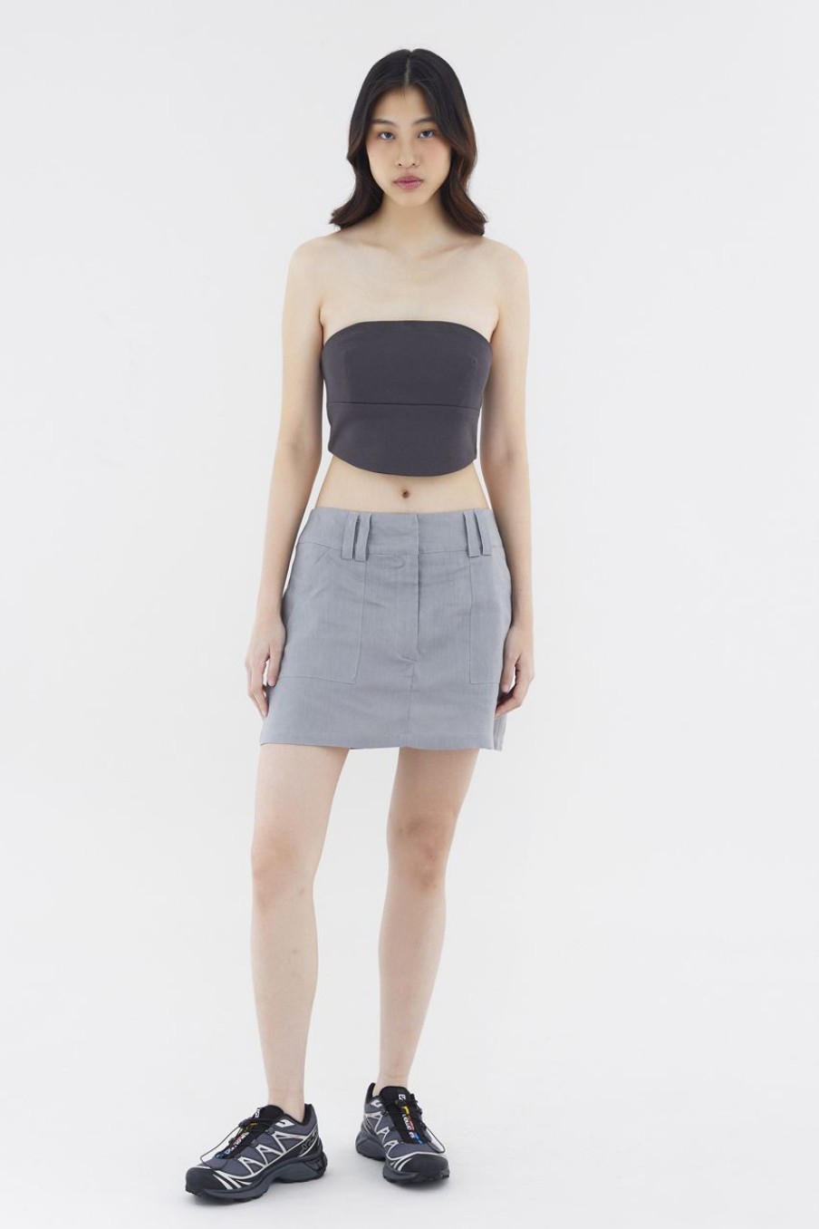 Women The Editor's Market Skirts | Vanrell Linen Low-Rise Skirt Elephant