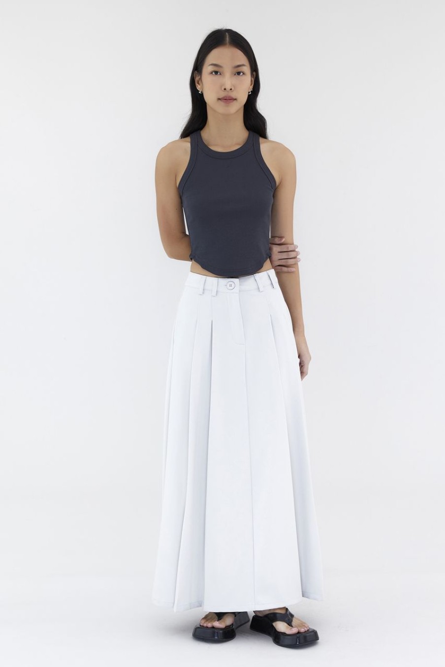 Women The Editor's Market Skirts | Juna Mid-Rise A-Line Skirt Fog