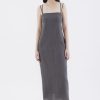 Women The Editor's Market Dresses | Erucia Linen Double-Strap Slit Dress Liquorice