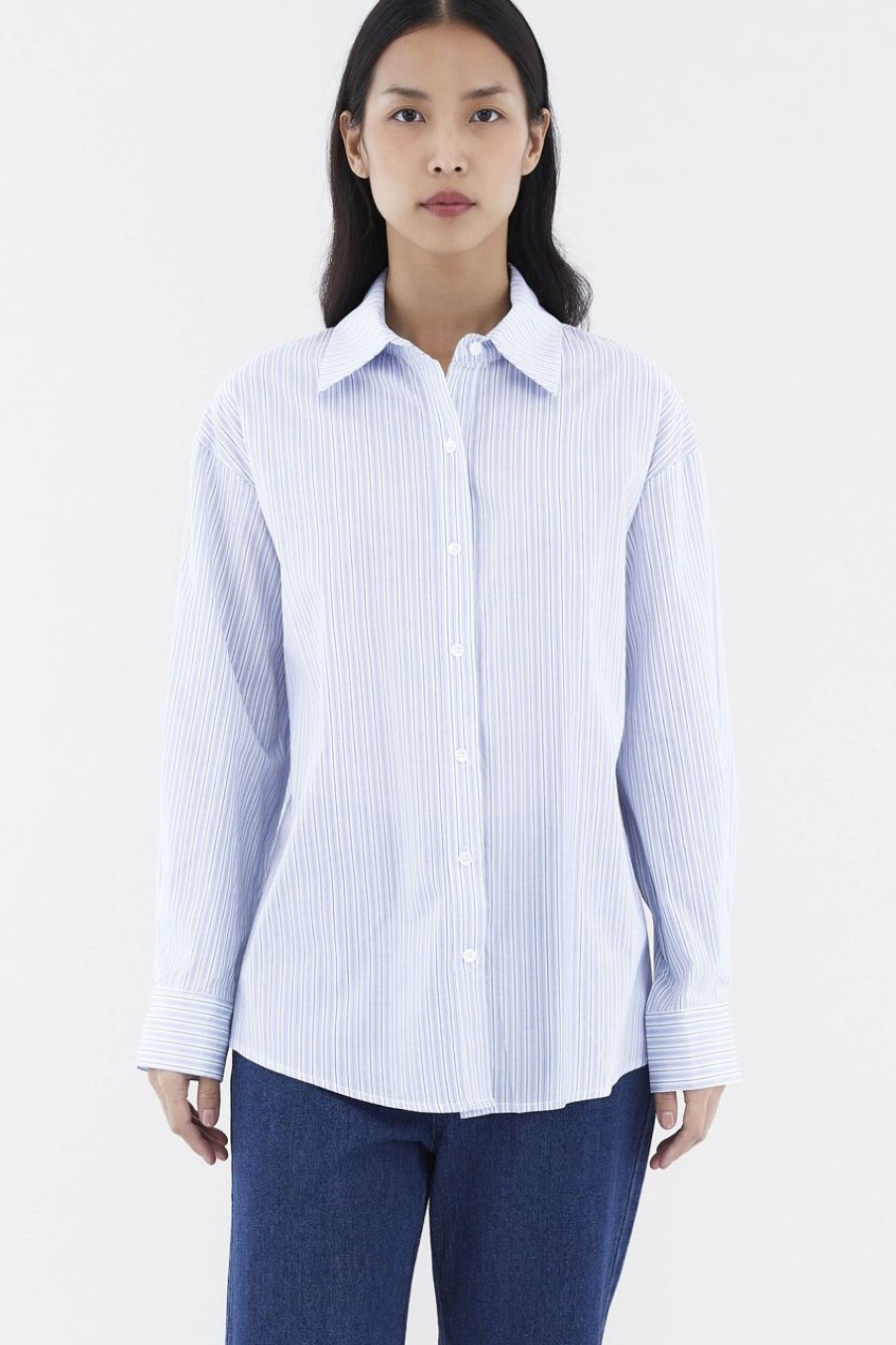 Women The Editor's Market Tops | Ryler Relaxed Stripes Shirt Light Blue