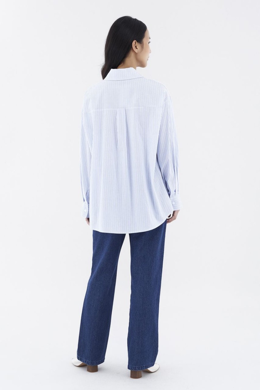 Women The Editor's Market Tops | Ryler Relaxed Stripes Shirt Light Blue