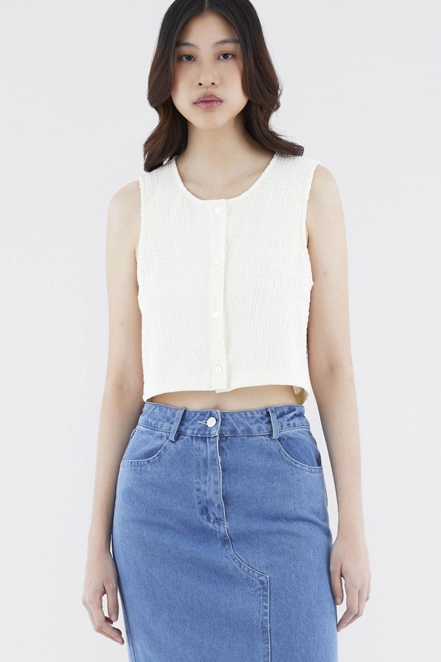 Women The Editor's Market Tops | Judave Button-Down Top Almond