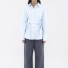 Women The Editor's Market Tops | Frankie Tie-Waist Relaxed Shirt Baby Blue