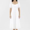 Women The Editor's Market Dresses | Emblair Linen Puff Sleeve Dress White