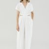 Women The Editor's Market Jumpsuits | Cataleya Linen Cut-Out Jumpsuit White