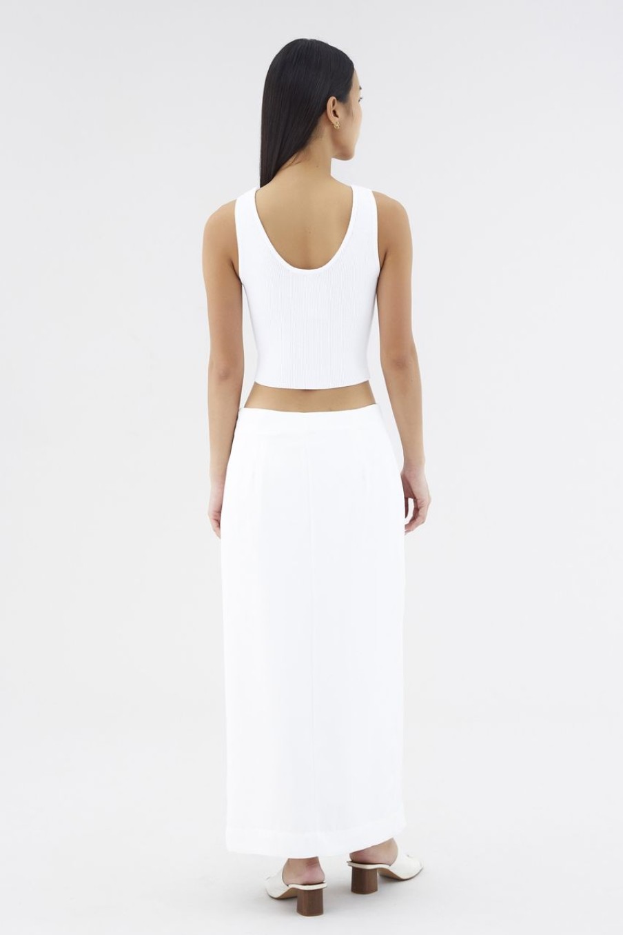 Women The Editor's Market Tops | Felisca Cut-Out Crop Tank Optic White