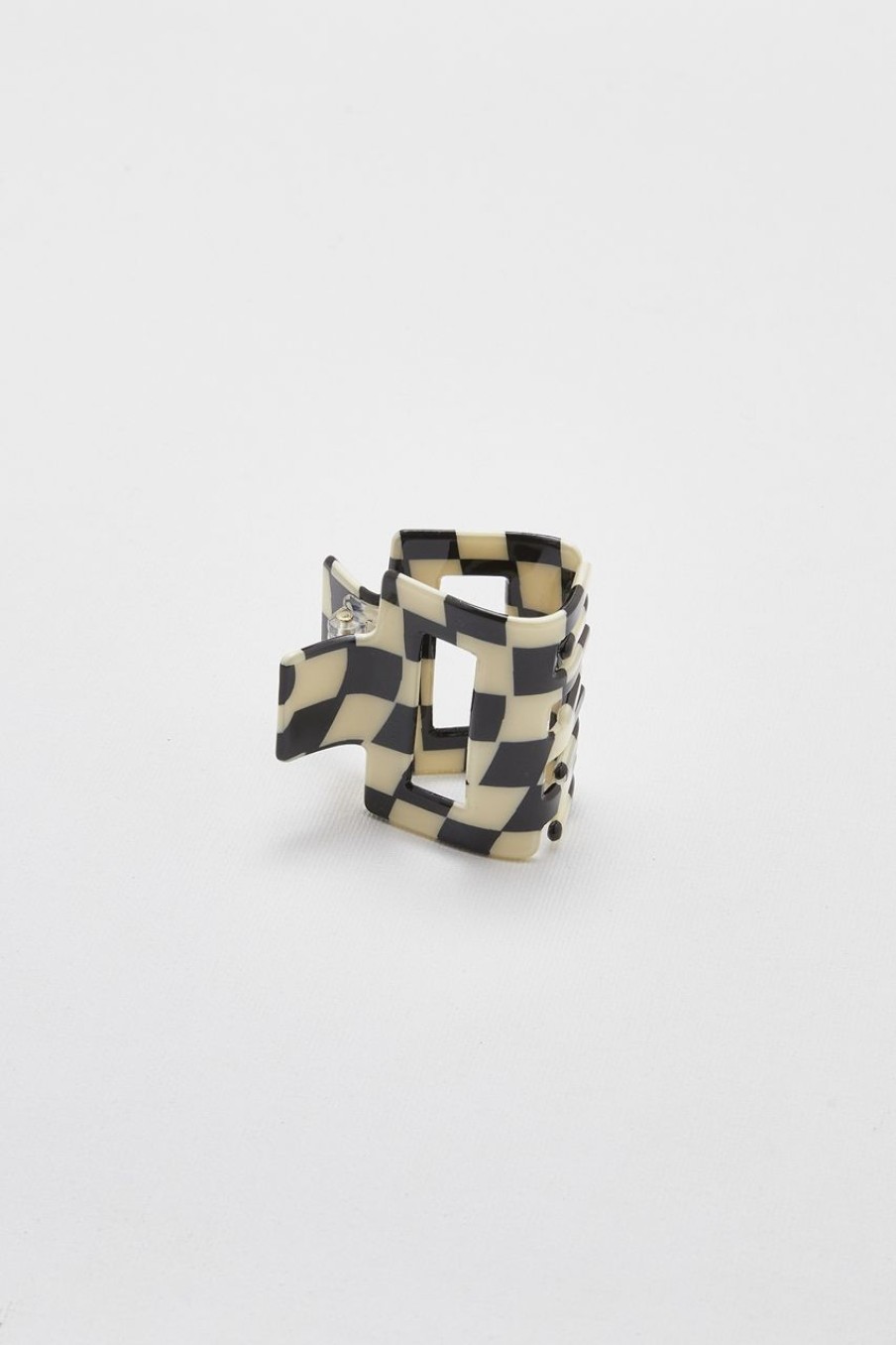 Women Afterall Hair Accessories | Willa Hair Claw Ivory/Black Checks