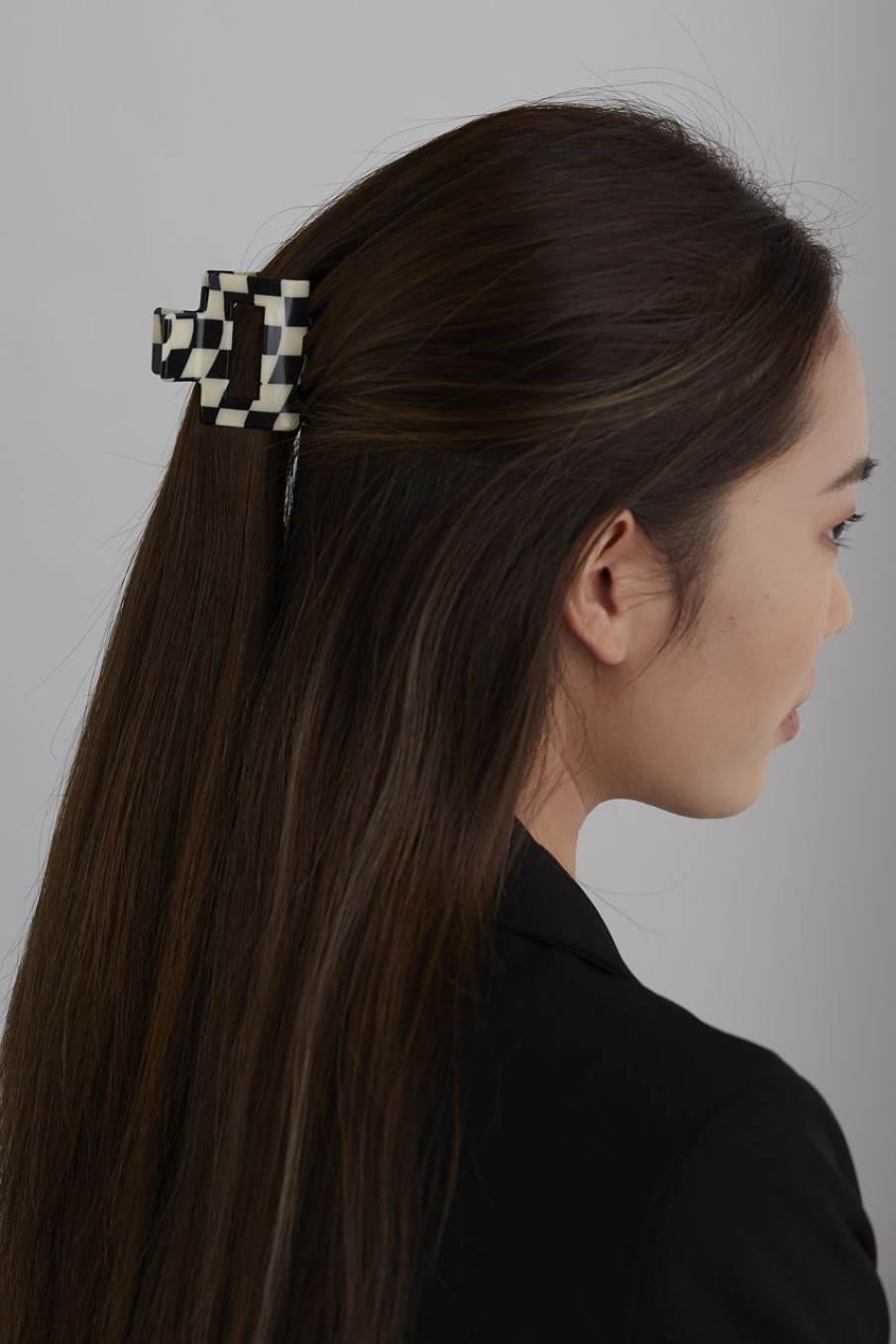 Women Afterall Hair Accessories | Willa Hair Claw Ivory/Black Checks