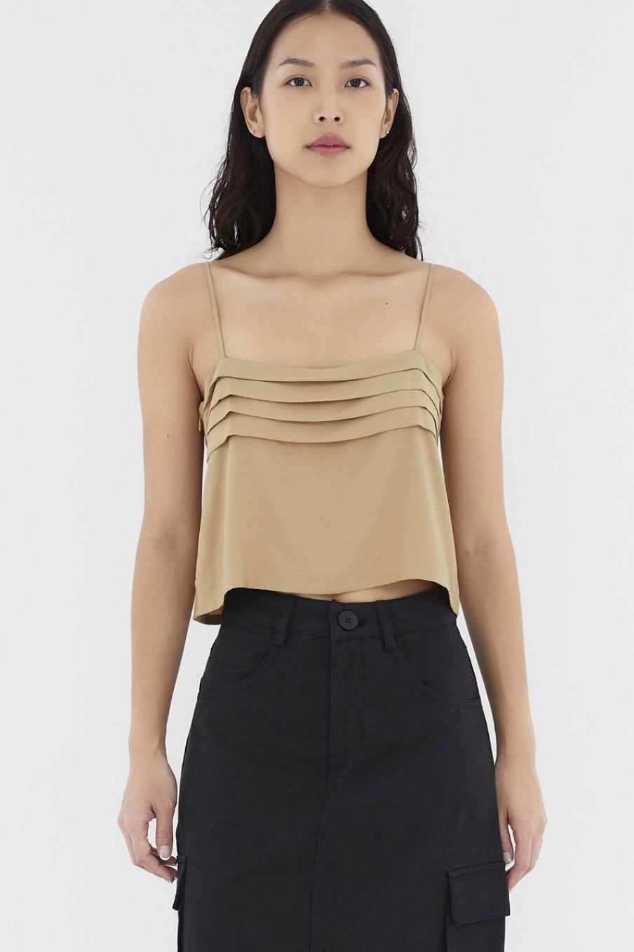 Women The Editor's Market Tops | Kaire Pleated Camisole Biscuit