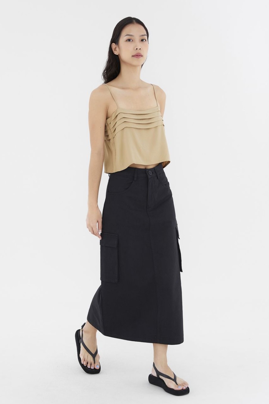 Women The Editor's Market Tops | Kaire Pleated Camisole Biscuit