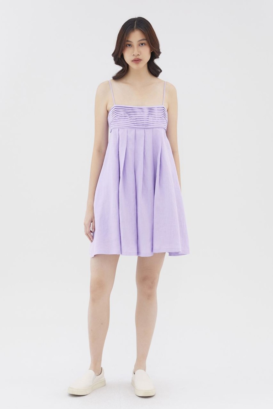 Women The Editor's Market Dresses | Chesca Linen Pleated Dress Lavender