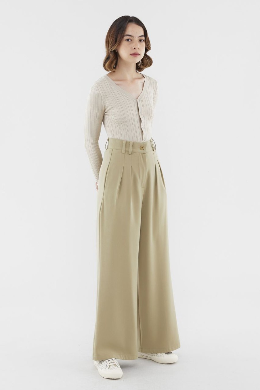 Women The Editor's Market Pants | Betsey Wide-Leg Pants Husk