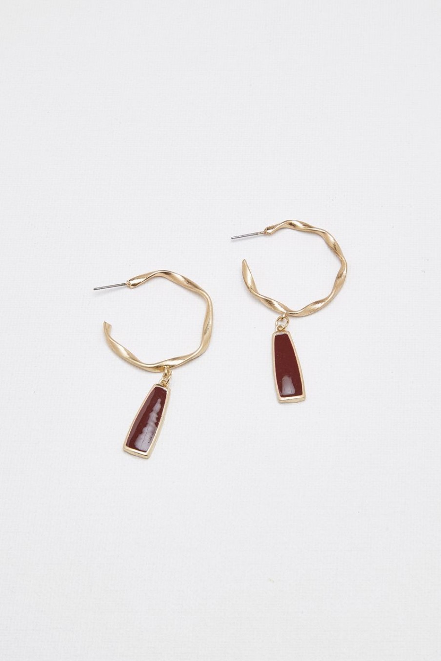 Women Afterall Earrings | Kora Drop Earrings Gold/Maroon