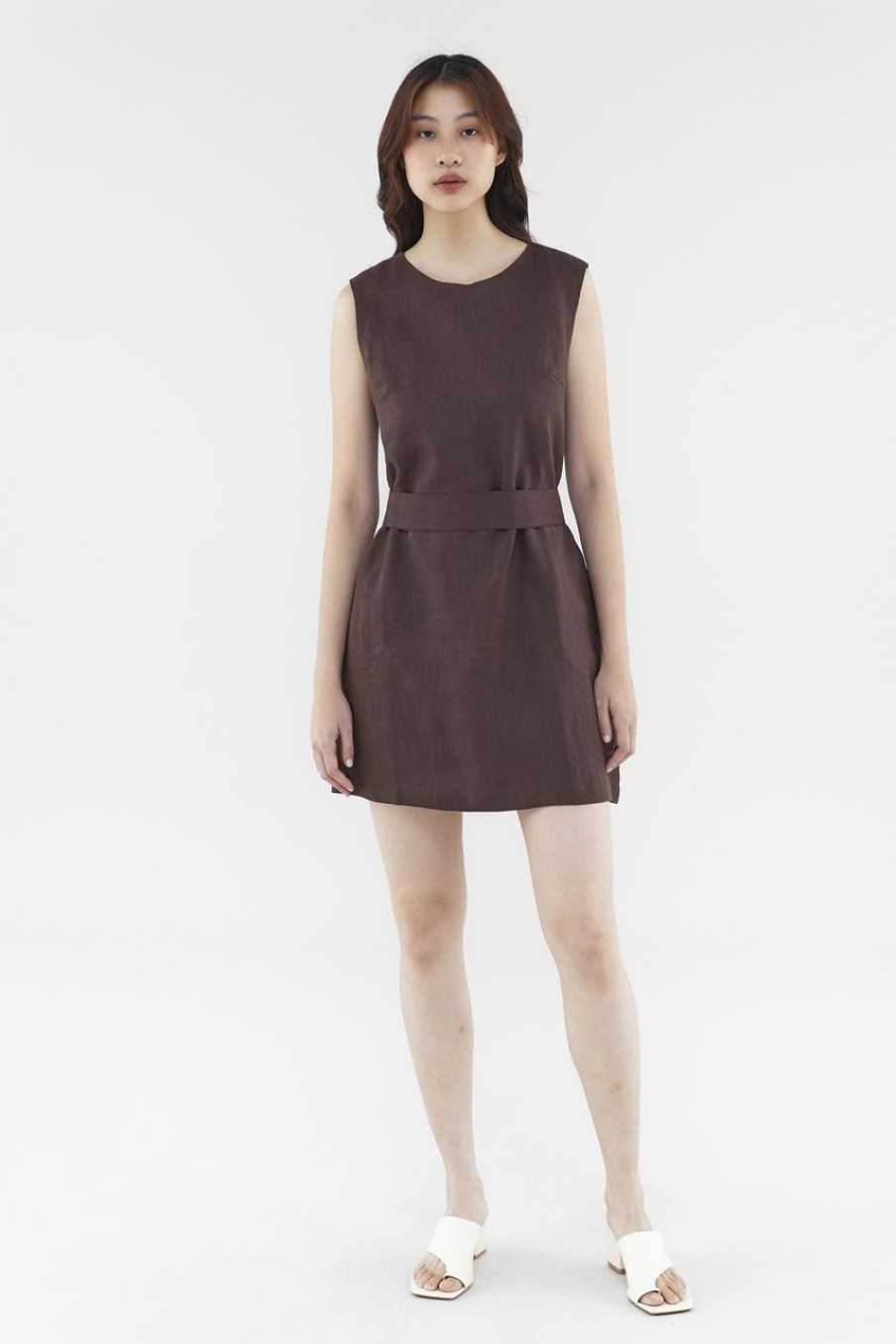 Women The Editor's Market Dresses | Rylee Linen Open-Back Dress Coffee