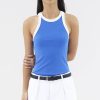 Women The Editor's Market Tops | Valen Racer Tank Cobalt/Ivory