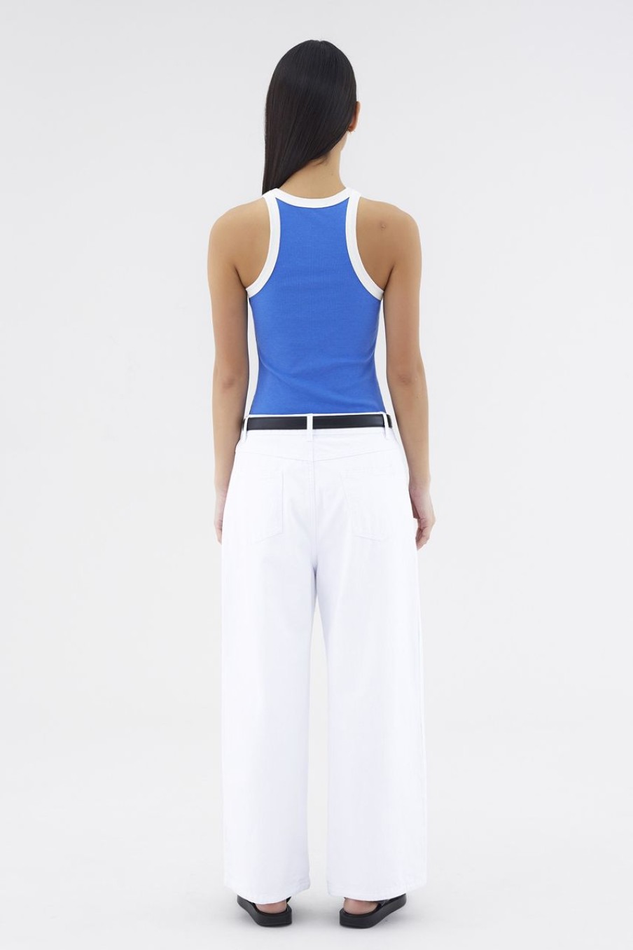 Women The Editor's Market Tops | Valen Racer Tank Cobalt/Ivory