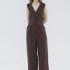 Women The Editor's Market Pants | Mildred Linen Wide-Leg Pants Coffee