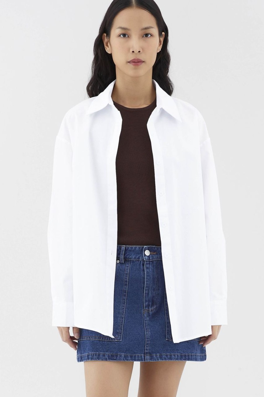 Women The Editor's Market Tops | Julissa Oversized Shirt Optic White