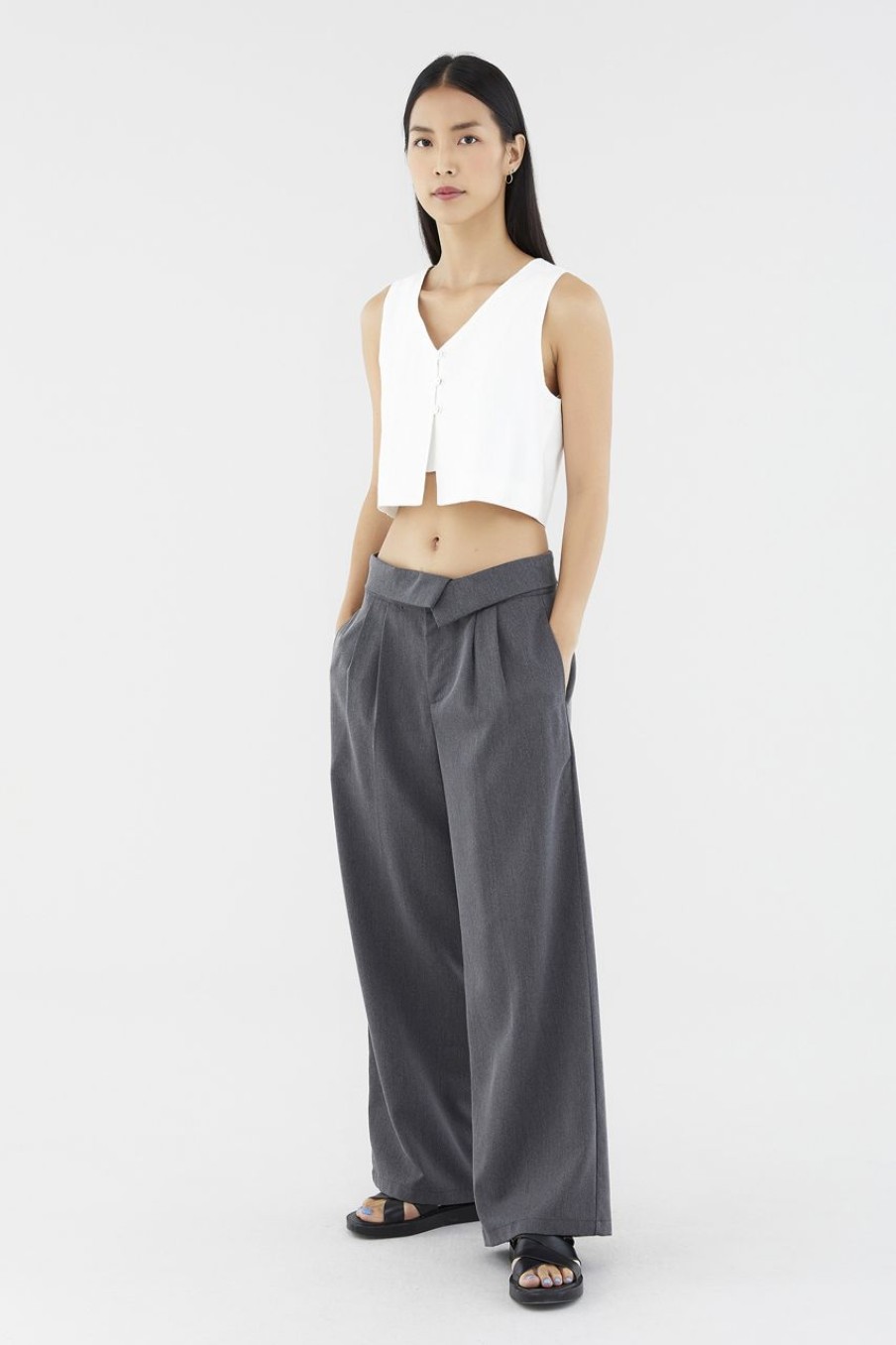 Women The Editor's Market Tops | Evada Linen Button Down Top White