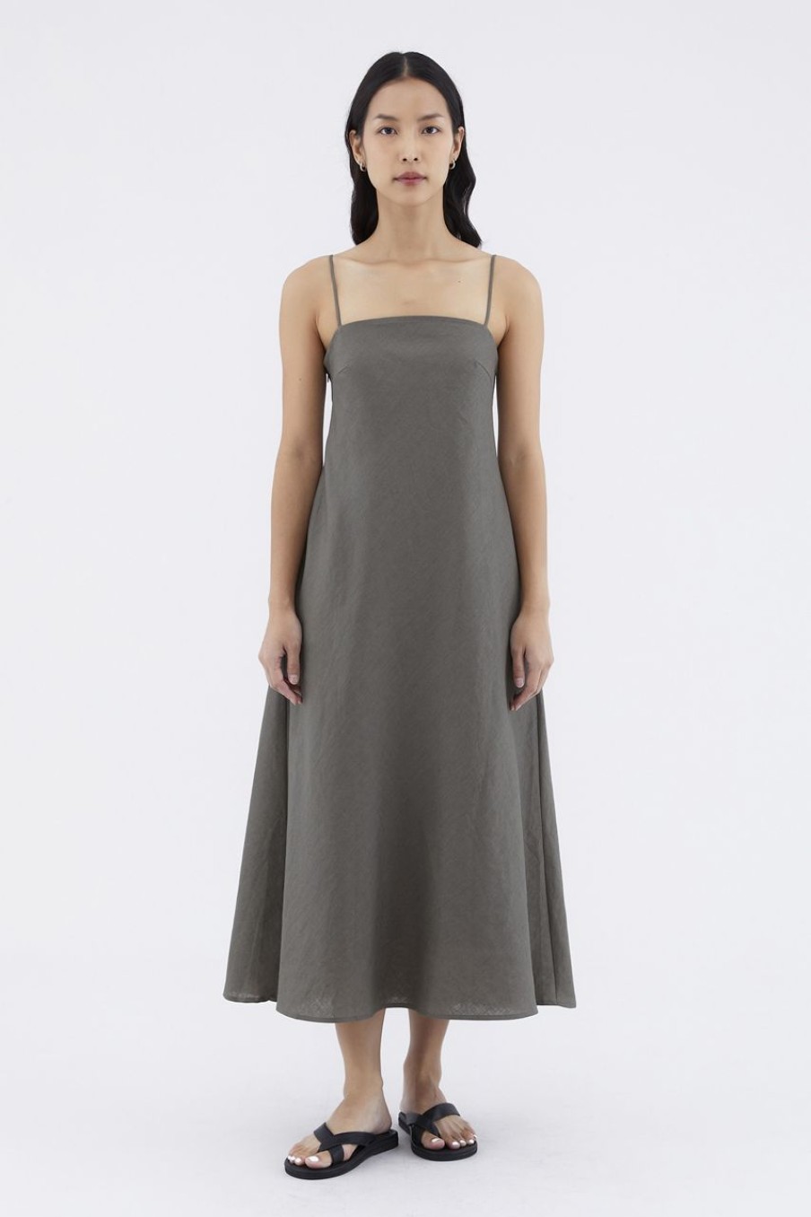 Women The Editor's Market Dresses | Jayleana Linen Bias-Cut Dress Umber