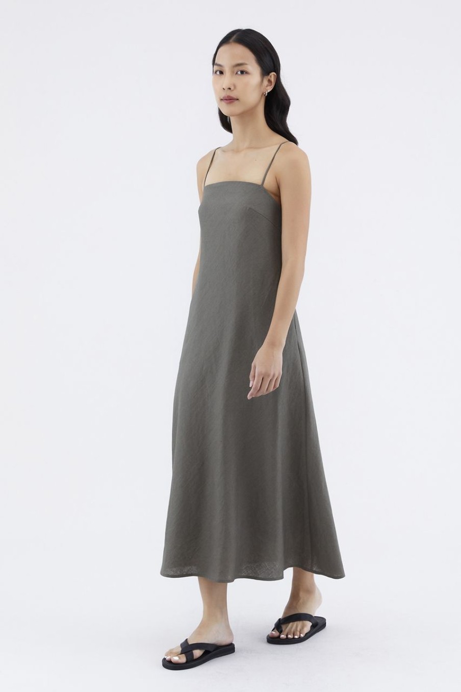 Women The Editor's Market Dresses | Jayleana Linen Bias-Cut Dress Umber