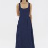 Women The Editor's Market Dresses | Rummi Denim Panelled Dress Dark Blue