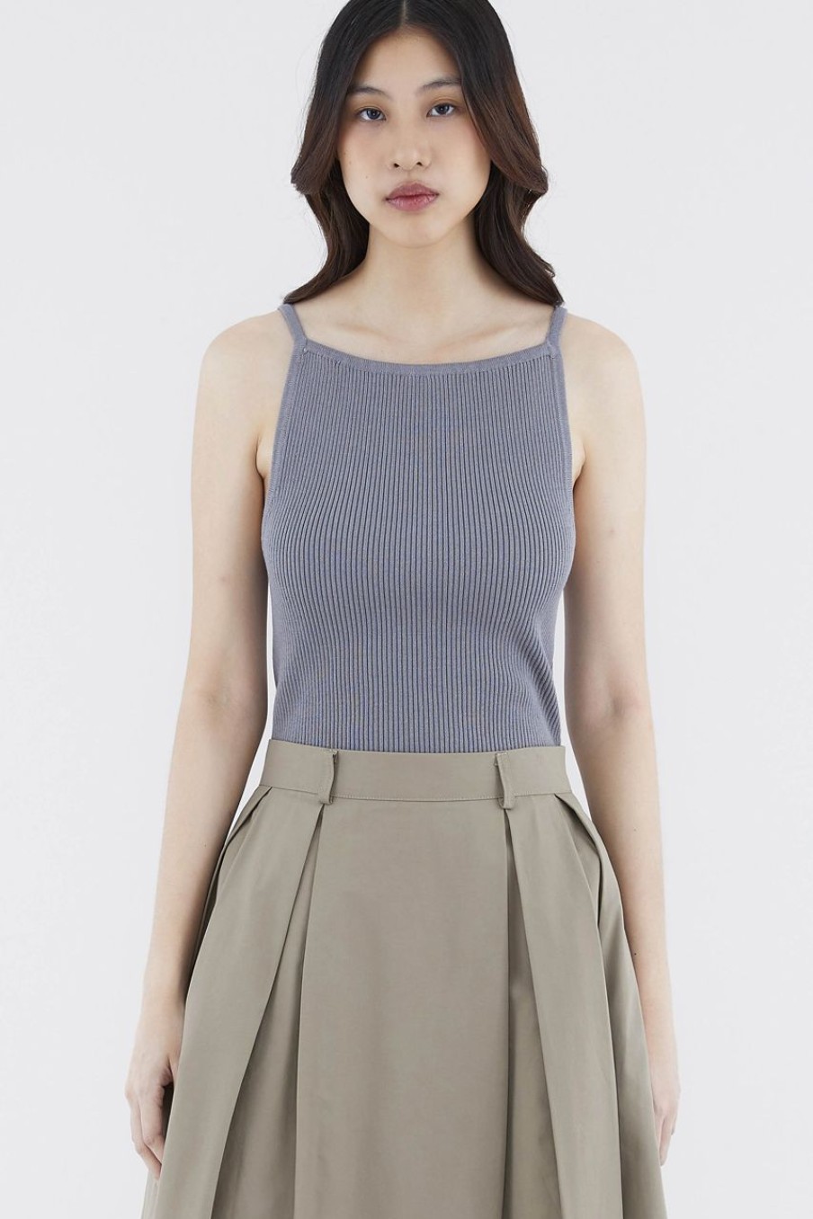 Women The Editor's Market Tops | Jeminic Square Knit Tank Coal