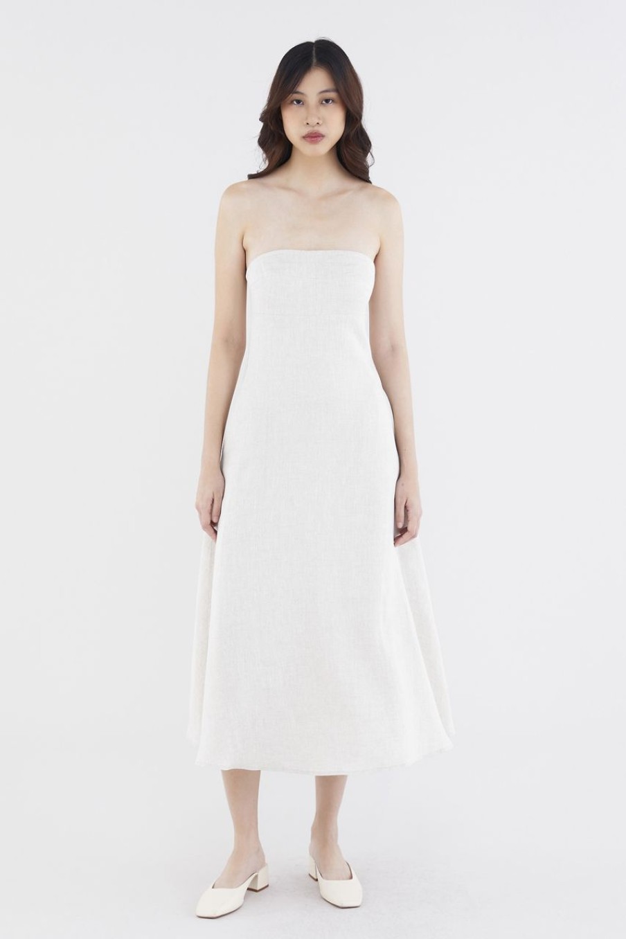 Women The Editor's Market Dresses | Alexis Linen Empire Tube Dress Sand