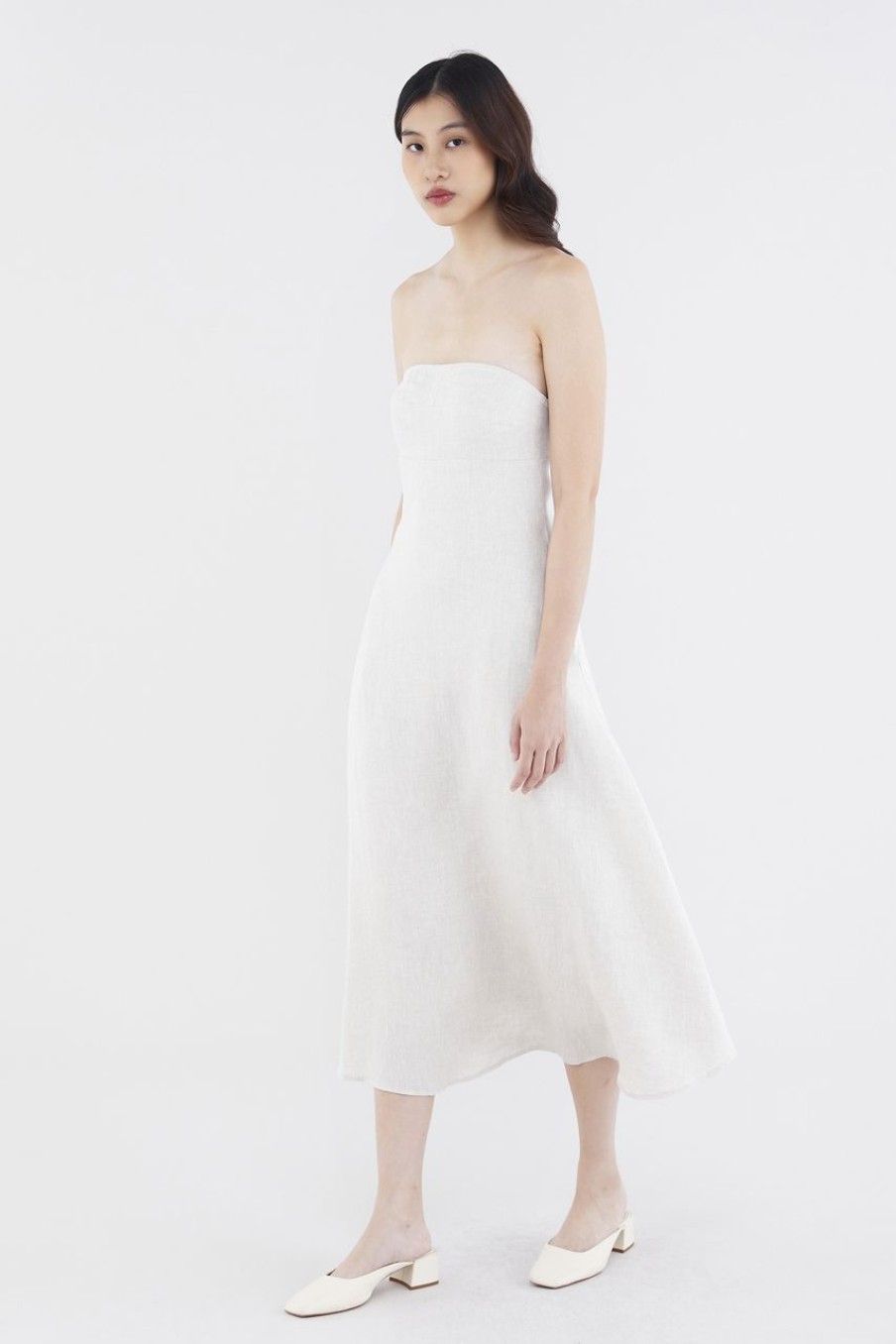 Women The Editor's Market Dresses | Alexis Linen Empire Tube Dress Sand