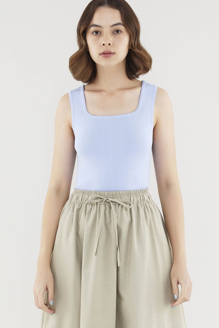 Women Palette Tops | Aspen Square-Neck Knit Top Periwinkle