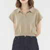 Women The Editor's Market Tops | Emely Collared Knit Top Taupe