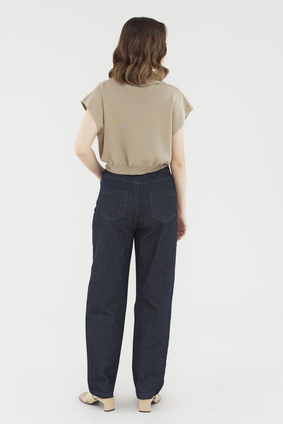 Women The Editor's Market Tops | Emely Collared Knit Top Taupe