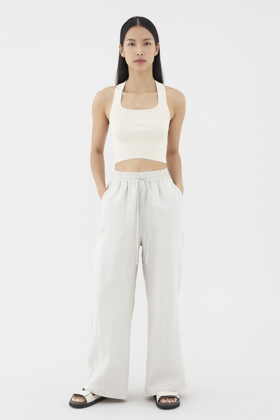 Women The Editor's Market Pants | Belena Linen Drawstring Pants Sand