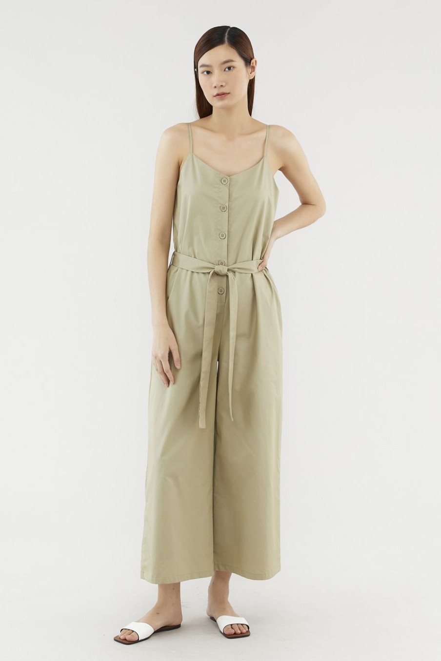 Women The Editor's Market Jumpsuits | Pamina Button Jumpsuit Pistachio