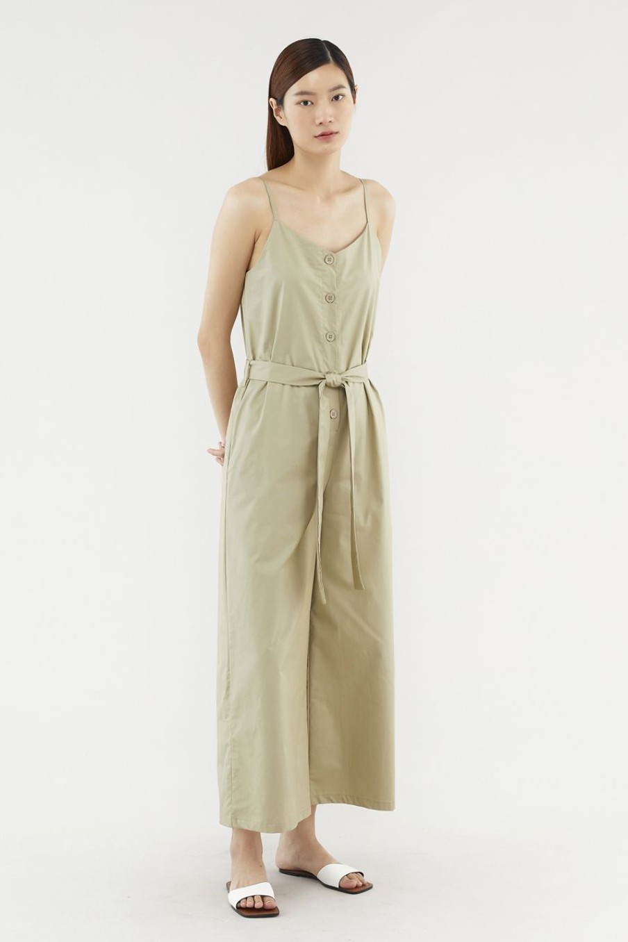 Women The Editor's Market Jumpsuits | Pamina Button Jumpsuit Pistachio