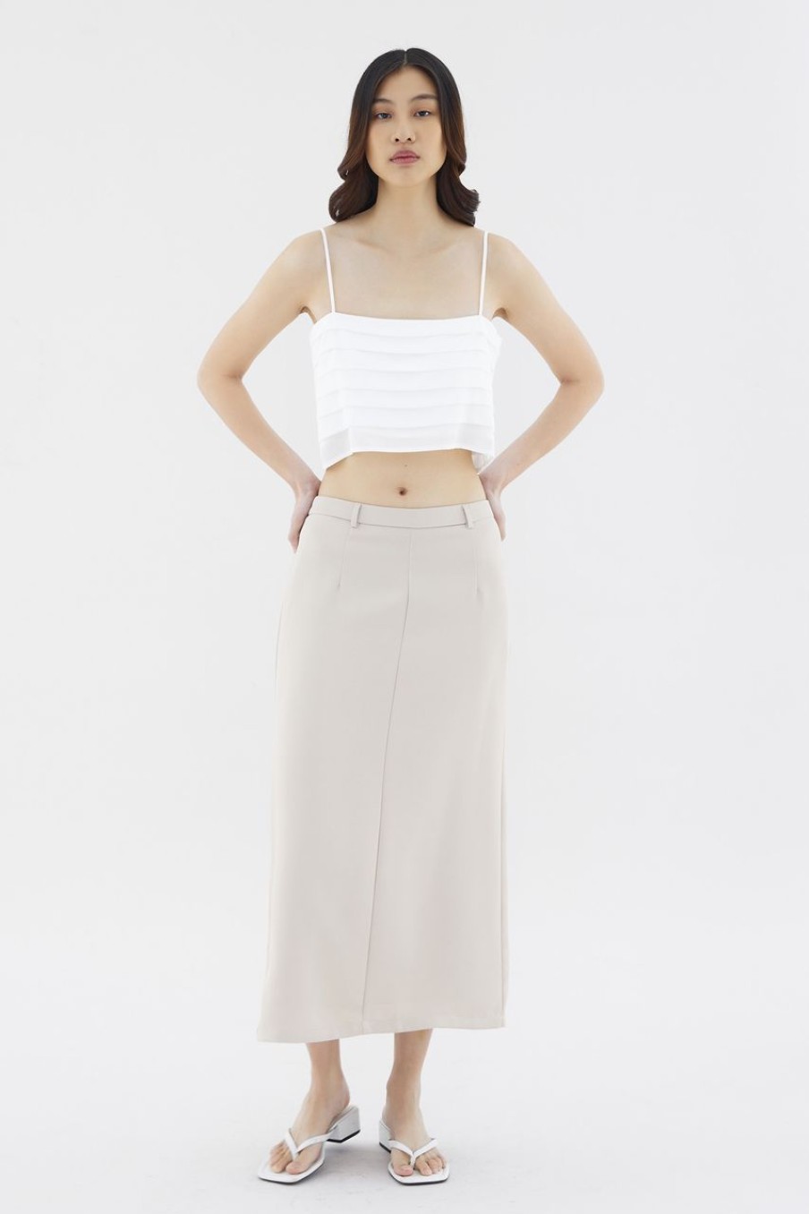 Women The Editor's Market Skirts | Derrica Mid-Rise Skirt Stone