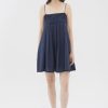 Women The Editor's Market Dresses | Chesca Linen Pleated Dress Navy